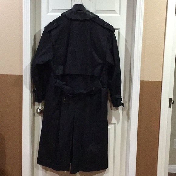 London Fog Mens Black Lined Trench Coat Size 42 Regular - Picture 4 of 11